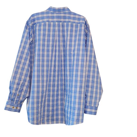 L.L. Bean Plaid Button-down Shirt, Traditional Fit Light Blue Long Sleeved Sz XL - Picture 6 of 12